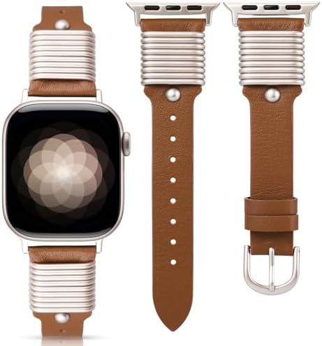 Wearlizer Leather Band Compatible with Apple Watch Bands Women 38/40/41/42/44/45/46/49mm, Slim Dressy Fancy Designer Strap with Metal Ring Loops for iWatch Series 11 10 9 8 7 6 5 4 3 SE/Ultra 3 2 1 Wearlizer Leather Band Compatible with Apple Watch Bands Women 38/40/41/42/44/45/46/49mm, Slim Dressy Fancy Designer Strap with Metal Ring Loops for iWatch Series 11 10 9 8 7 6 5 4 3 SE/Ultra 3 2 1