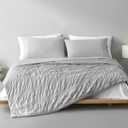 Cozy Bliss Seersucker Cooling Comforter King Size, Q-Max 0.4 Reversible Lightweight Cooling Blanket, Breathable Silk Smooth Summer Bedding Quilt for Hot Sleepers Night Sweats Light Grey