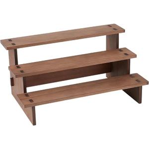 DICOSMETIC 3 Tier Wooden Display Risers Stand Rectangle Wood Table Cupcake Stand Spice Rack Organizer Coffee Jewelry Perfume Organizer for Cabinet Home Wedding Party