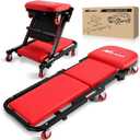Nilight 40" Z Creeper - 2-in-1 Folding Rolling Mechanic Seat, 40 inches Adjustable Lay-Down or Sit Garage Chair, 330 lbs Capacity, Red Black