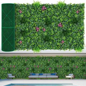 Artificial Grass Wall Roll Panels, 40"x120"(33.33 SQFT) Greenery Backdrop with Mint Plant Leaves, UV-Anti Fake Greenery Plant Boxwood Panels for Outdoor Patio Garden Green Wall Decor