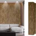 Wood Slat Acoustic Wall Panels for Interior Wall Decor Vintage Retro Metal-Look Decorative Wall Paneling, Sound Absorbing Panel for Accent Wall, Studio & Home Office (Antique Brass Patina)