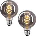 Lxcom Lighting LED Decorative Edison Bulb 6W G25/G80 Globe Light Bulbs 60W Equivalent Warm White 2700K E26 Medium Base Smoke Grey Glass Filament Bulbs for Table Lamp Wall Sconce, 2 Pack