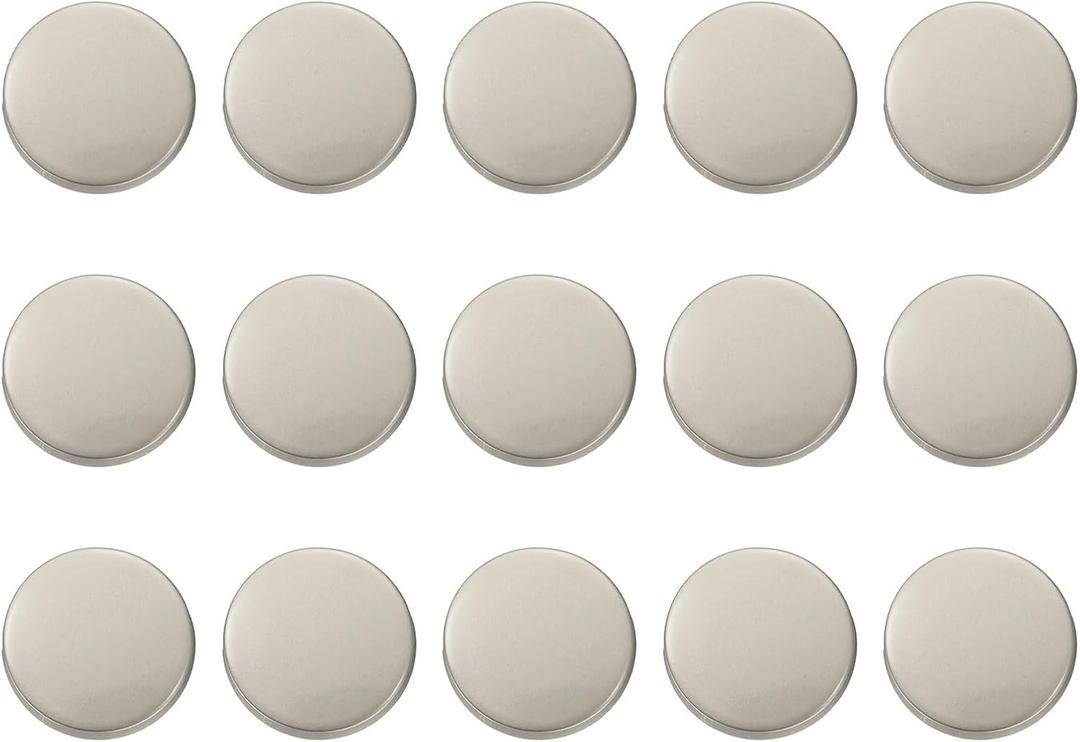 HARFINGTON 15pcs Metal Round Buttons 12mm Zinc Alloy Shank Flat Sewing Craft Replacement Buttons for Clothing Decoration DIY Accessories, Matte Silver