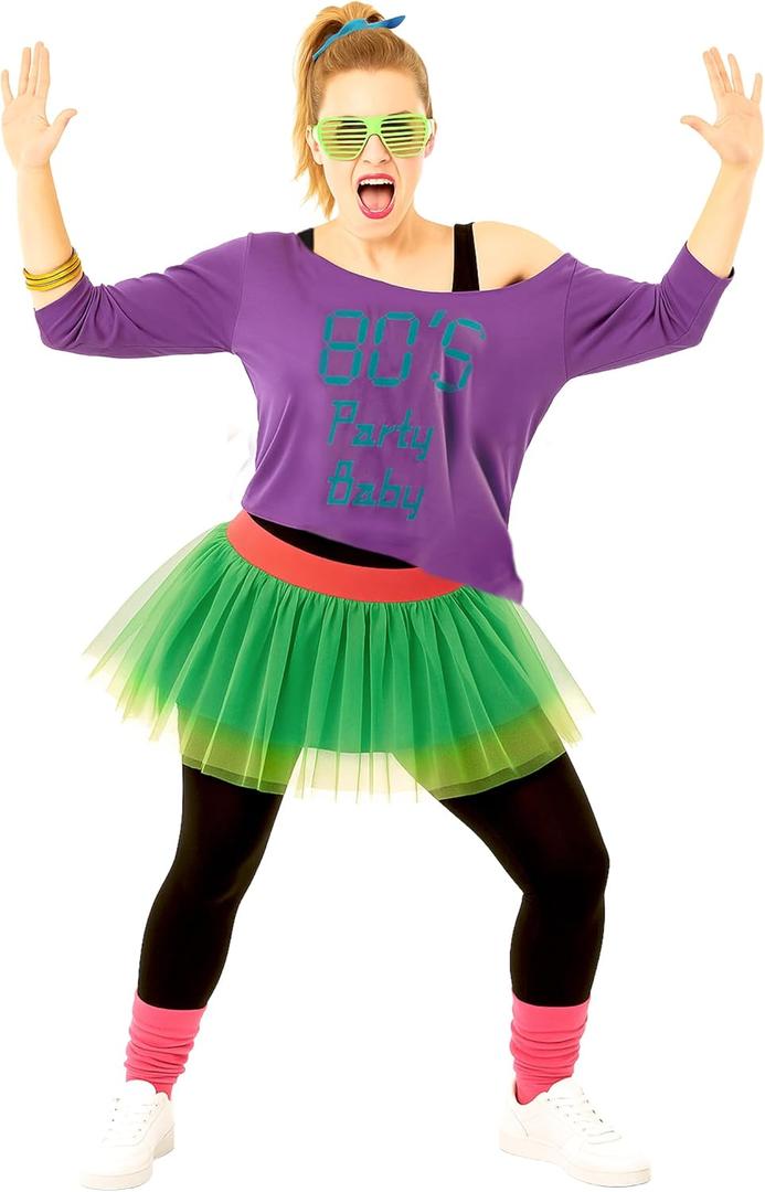 fun shack - 80s Outfit For Women, 80s Accessories For Woman, Hippie Costume, Tutu Costume, Halloween Costumes for Women Adult, One Size