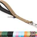 TSPRO Dog Training Leash with Sturdy Metal Buckle, 14 Inches Short Leash for Large Dogs, Comfortable Padded Handle (Khaki)
