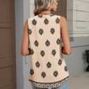 Micoson Summer Tank Tops for Women V Neck Sleeveless Tops Chiffon Casual Loose Flowy Button Down Boho Tshirt 2026 (Beige) L
