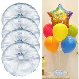 Balloon Stand Base,4 Pack Reusable Weight Bearing Bag for Table Balloon Stand,3 Lb Max Each (Transparent)