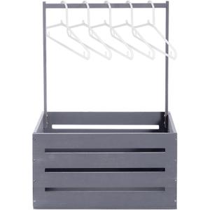 Suzile Wooden Baby Shower Crate Closet Wood Basket for Gifts with Handle Boy Girl Clothes Gender Reveal Storage Box for Newborn New Parent(Gray)