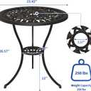 IDEALHOUSE Patio 23''Cast Aluminum Side Table with Umbrella Hole,Bronze | Outdoor Small Coffee Tables,Anti-Rust Bistro Table,Round End Table,Outdoor Furniture for Indoor,Patio,Garden,Porch,Balcony