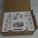 Porcelain Tea Sets British Royal Series, 8 OZ Cups & Saucer Service for 6, with Teapot Sugar Bowl Cream Pitcher Teaspoons and Tea Strainer, Suitable for High Tea, Wedding, Party（Rose Flower）