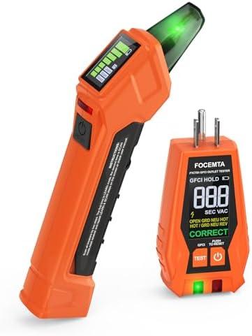 Focemta Circuit Breaker Finder & GFCI Outlet Tester with Digital LCD Display, 90-135V Electrical Circuit Tracer Tool for Electricians/DIY – Lightweight (Includes Batteries & Carrying Case)