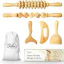 Chteau Avant Luxury Wooden Massage Tool Set, 5-Piece Lymphatic Drainage & Sculpting Kit  Cupper, Roller, Contouring Board, Scraper & Rope Roller