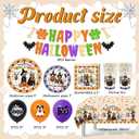 Halloween Dog Decorations Happy Howl-O-Ween Banner, Halloween Dog Theme Plates and Napkins Balloons with Pumpkins Bats for Indoor Home Party Tableware Supplies, Serve 20