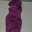 Sexy Split Mesh Lace Floral Sheer Babydoll Lingerie Outfit Dress 2 Piece with Thong Set (Medium, Long Purple)