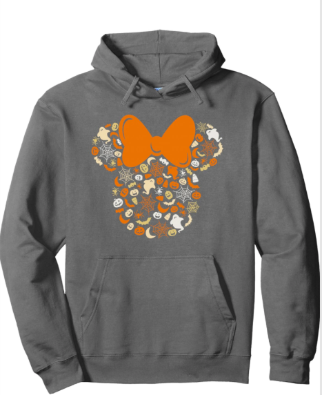Disney Minnie Mouse Halloween Ghosts Pumpkins Spiders Pullover Hoodie, S