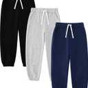 Boys Fleece Sweatpants, 3-Pack Jogger Pants,120