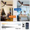 Depuley 52-Inch Ceiling Fans with Lights: Walnut 3 Blade Flush Mount Low Profile Ceiling Fan for Bedroom - Dimmable Indoor Outdoor Fan with Remote APP Control Ultra Quiet DC Motor Timer
