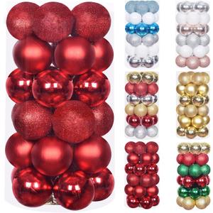 Red Christmas Balls Ornaments for Xmas Tree, 30Pcs 60mm Shatterproof Christmas Tree Decorations, 2.36" Hanging Balls Christmas Baubles, Xmas Ball Decorations Set, Christmas Tree Baubles Garland Decor