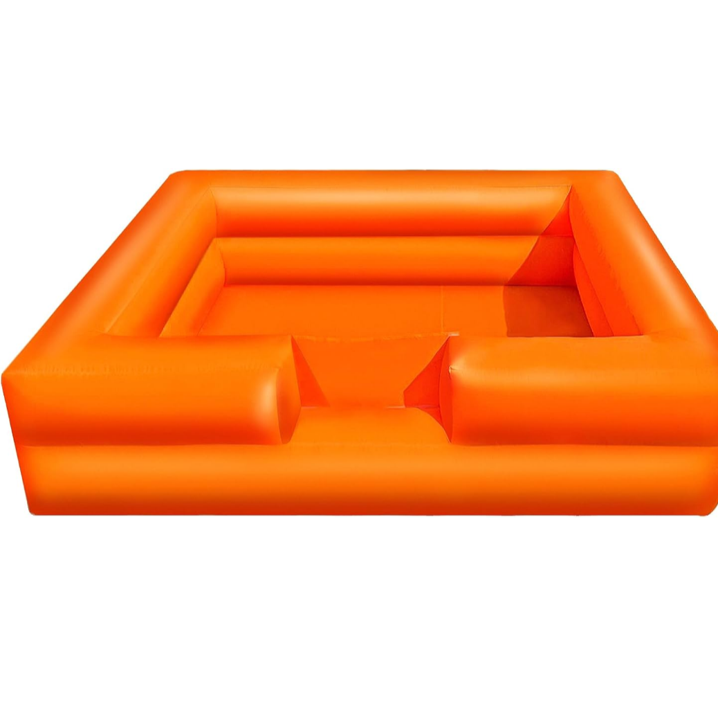 WARSUN Foam Ball Pit 10x10Ft with Built-in Fan Ball Pit Inflatable for Kids Toddlers, Hours of Fun Activity（Organe）