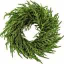 ENVEN 24" Norfolk Pine Wreath for Front Door, Real Touch Norfolk Pine Wreath Artificial Green Wreath Greenery Realistic Wreath Holiday Decoration for Home Decor
