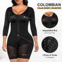 SHAPERX Women's Fajas Colombianas Shapewear Postpartum Tummy Control Arm Slimming Full Body Shaper with Zipper Crotch, L