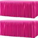 Wish Care 2 Pack Hot Pink Rectangle Table Clothes for 6 Foot Tables, Polyester Fitted Tablecloths 6t Stretch Table Cover for Wedding, Birthday, Parties, Trade Show, Craft Show