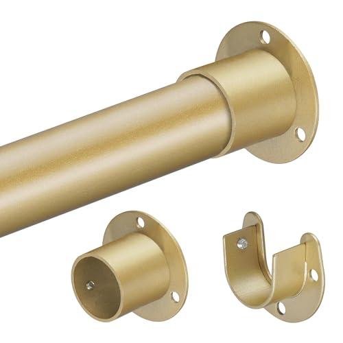 1.3 Inch Diameter Closet Rods for Hanging Clothes 17-51 Inch Adjustable, Metal Heavy Duty Closet Pole, Gold Closet Bar for Hanging Clothes, Suitable for Closet, Wardrobes, Bathroom, Windows
