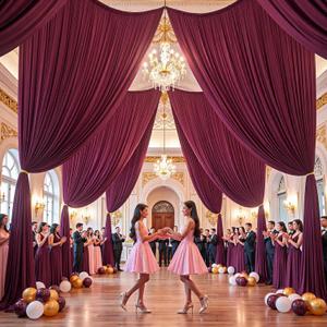10ftx15ft Burgundy Backdrop Curtains for Parties, Wrinkle Free Polyester Burgundy Photo Backdrop Drapes 2 Panels 15 ft Long Back Drop Cloth for Wedding Birthday Photography Background Party