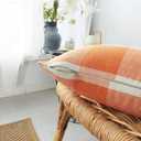 7COLORROOM Set of 2 Orange and White Buffalo Check Plaid Throw Pillow Covers Farmhouse Decor Happy Fall Harvest Pumpkin Rectangular/Waist Cushion Cover Thanksgiving Autumn Home Pillowcases 12" x 20"