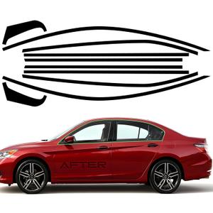 Side Window Chrome Delete Vinyl Wrap Overlay fit for 2013 2014 2015 2016 2017 Honda Accord Sedan Accessories with Blackout Film Gloss Black Kits