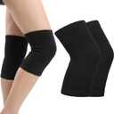 Bamboo Knee Sleeve, Black Bamboo Compression Knee Brace, Elastic Breathable Knees Braces, Thicken Thermal Relieve Knees Pain Leg Pads for Women Men Running Volleyball Cycling Dance(Large)