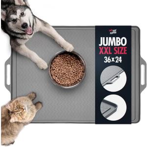 Tuff Pupper XXL Dog Feeding Mat 36x24 for Food and Water | Waterproof Silicone Placemat for Floors | Pet Food Mat for Cats and Bowls
