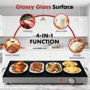 OLIXIS Electric Warming Tray 25" x 15", Full Glass-Top Food Warmer with Adjustable Temperature Control, Food Warming Mat for Buffet, Sabbath, Holiday Parties and Daily Dining, Black
