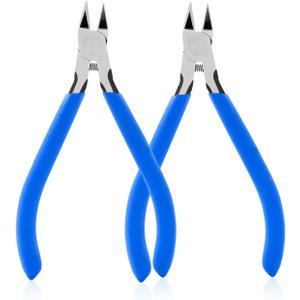 Wire Cutters, 5" Electronic Needle Flush Cutters, Ultra-Sharp Crafts Diagonal Cutters Pliers, Wire Snips Side Cutters for Circuit Board, Plastic, Soft Copper Wire, Floral(2 Pack)