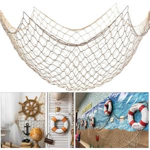 Fish Net Decorations for Party, 2mm Natural Cotton Hawaiian Party Fish Net Decorative, Nautical Themed Cotton Fishnet Room Under The Sea Ocean Beach Party Decor (1)