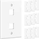 [UL Listed] Cable Matters 10-Pack Low Profile 2-Port Keystone Jack Wall Plate, RJ45 Wall Plate for Keystone Jacks in White