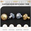 Gold Long Curtain Rods for Windows 72 to 144 Inch, Decorative Vintage Crystal 1'' Diameter Curtain Rod with Gold Foil Finials, Adjustable Heavy Duty Easy Install Drapery Pole Set for Farmhouse