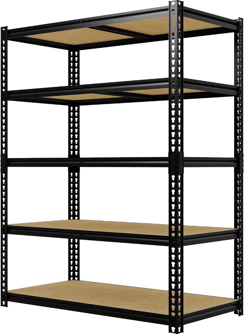 Heavy Duty Garage Storage Shelves, 5-Tier Adjustable Storage Shelving Unit | 3000 Lbs Capacity, 48" L x 24" W x 72"H Metal Shelving Racks for Kitchen Pantry Basement Bathroom Laundry