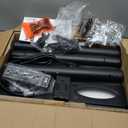 Rfiver Swivel Floor TV Stand with Power Outlet for 32-60 inch TVs, Height Adjustable Tall TV Stand with Wood Base, Hold Up to 88lbs, Saving Space Design for Bedroom, Living Room and Corner (Black)