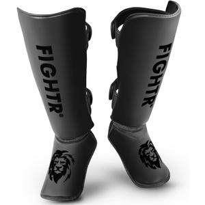FIGHTR Shin Guards - with a and Ideal Padding | Thick shin Protection for Kicks in Kickboxing, MMA, Muay Thai and Other Martial Arts