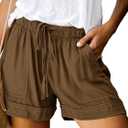Wielsscca Womens Drawstring Shorts Summer Elastic Waist Casual Lightweight with Pockets Large