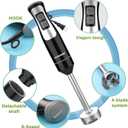 Immersion Blender Handheld, OUTRONSM Hand Blender with 4-point thickened SS blades, Milk Frother, Egg Whisk for Coffee Milk Foam, Puree Baby Food, Smoothies, Sauces and Soups Black