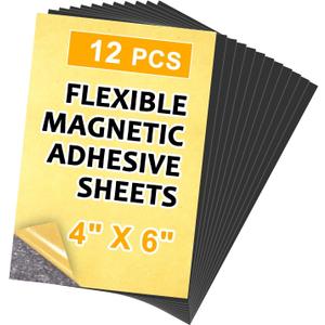 Magnetic Adhesive Sheets,4" x 6",12 Pack,Easy-to-Use Magnetic Paper with Adhesive Backing for Photos & Postcards (4x6 inch)