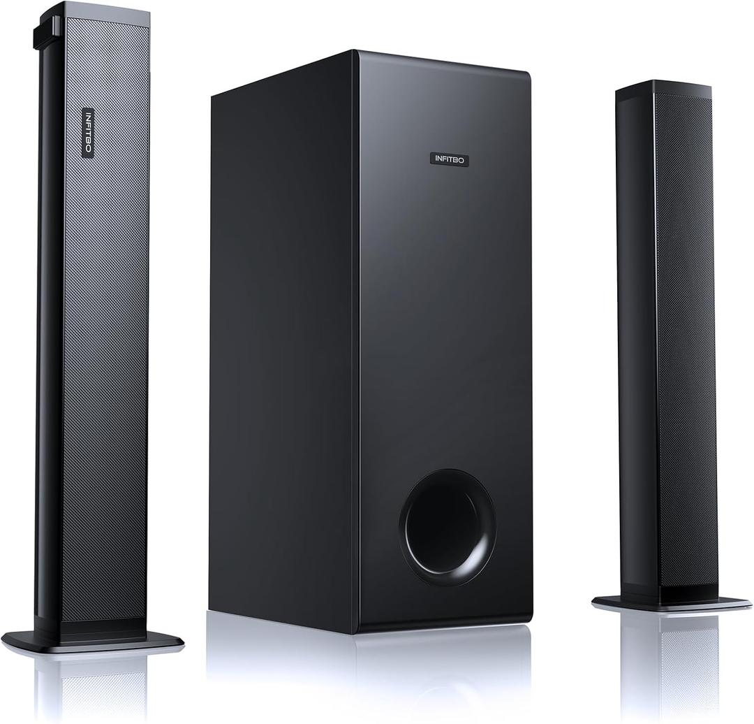 INFITBO Sound Bar for Smart TV 2.1CH 190W Peak Power Soundbar with Subwoofer Detachable 2-in-1 BT 5.4 Surround Sound System 12L Deep Bass for PC Game with HD-ARC/Opt/USB/AUX Home Theater