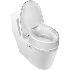 Raised Toilet Seat with Lid for Elderly, 6" High Toilet Seat for Elongated or Standard Commode, Raised Toilet Seat for Seniors, Handicap Toilet Seat Riser with Cover