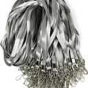 Beebel Gray Lanyard Bulk Lanyards for Id Badges Flat Lanyard with Badge Clip Swivel Hook 50 Pack (Grey)