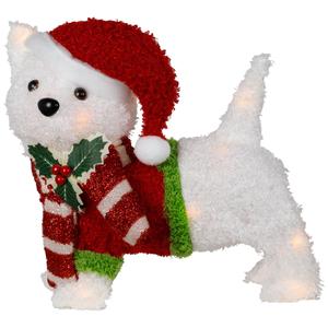 3D Lighted Santa Dog Outdoor Christmas Decoration - 13" - Clear Lights - 13