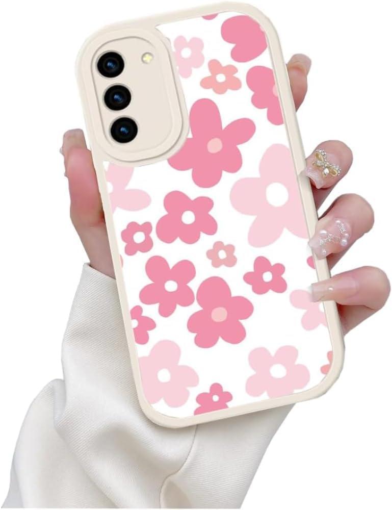 Designed for Samsung Galaxy A15 5G Case with Cute Pink Daisy Flower Design Women Girls Soft TPU Bumper Protective Leather Shockproof Case