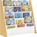 SONGMICS Kids Bookshelf, 4-Tier Toddler Bookcase, 24.6 x 9.8 x 23.6 Inch